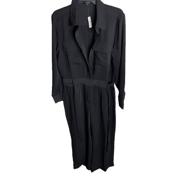 Madewell $198 Tie-Waist Straight-Leg Jumpsuit Black Size 8 NT362 - Picture 7 of 10